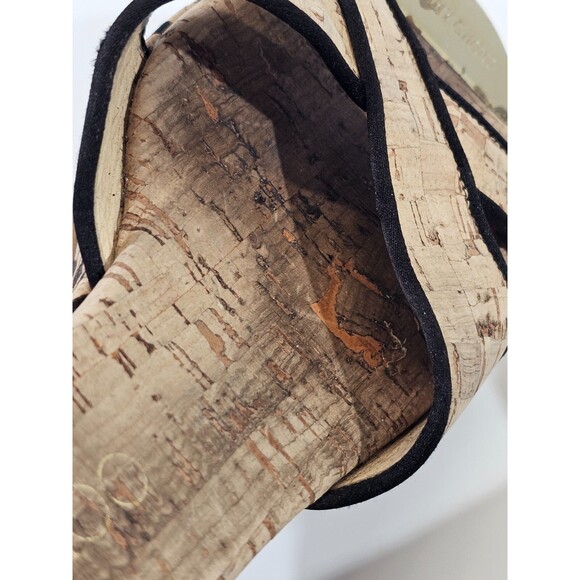 DMS Women's 36 Jimmy Choo Cork Wedge Leopard Peep Toe High Heels Pumps Slides - Picture 9 of 12